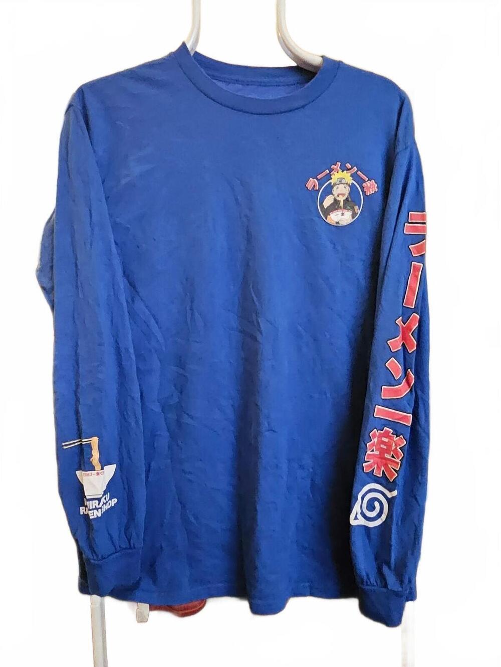 Naruto Ichiraku Ramen Shop RARE Long Sleeve T-Shirt Size MEDIUM - EUC